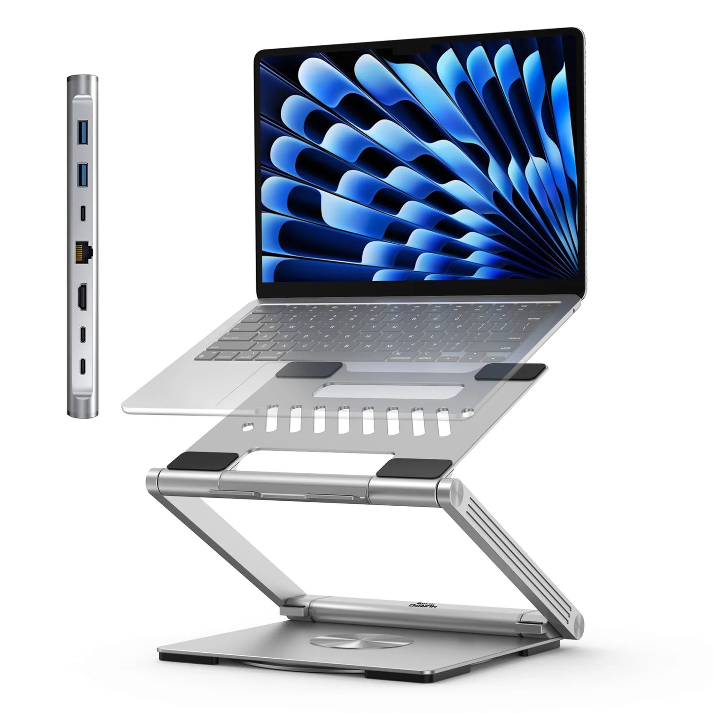 4URPC DSC010 Laptop Docking Station Stand 7-in-1 USB-C Hub & Foldable Stand