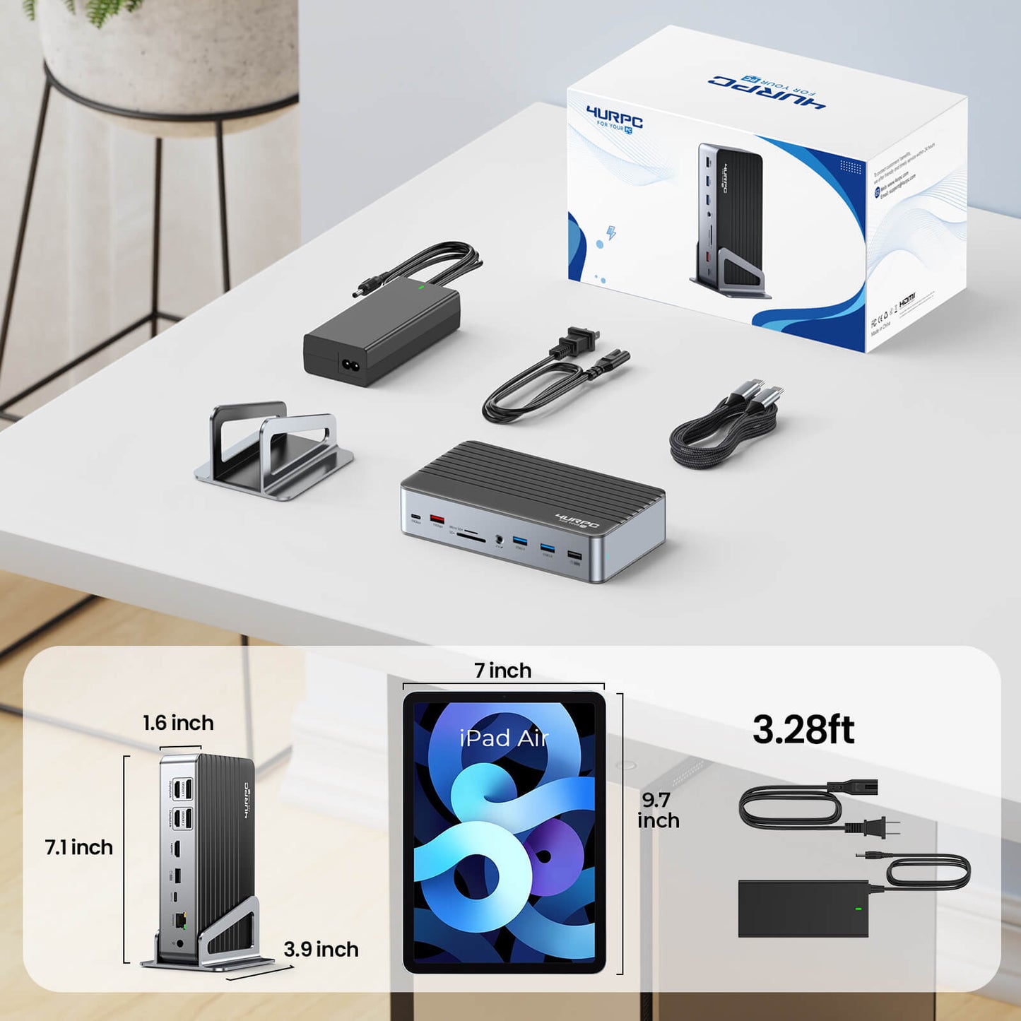 DS-C08 DisplayLink Docking Station 3 Monitors USB C Laptop Dock with 120W Power Adapter