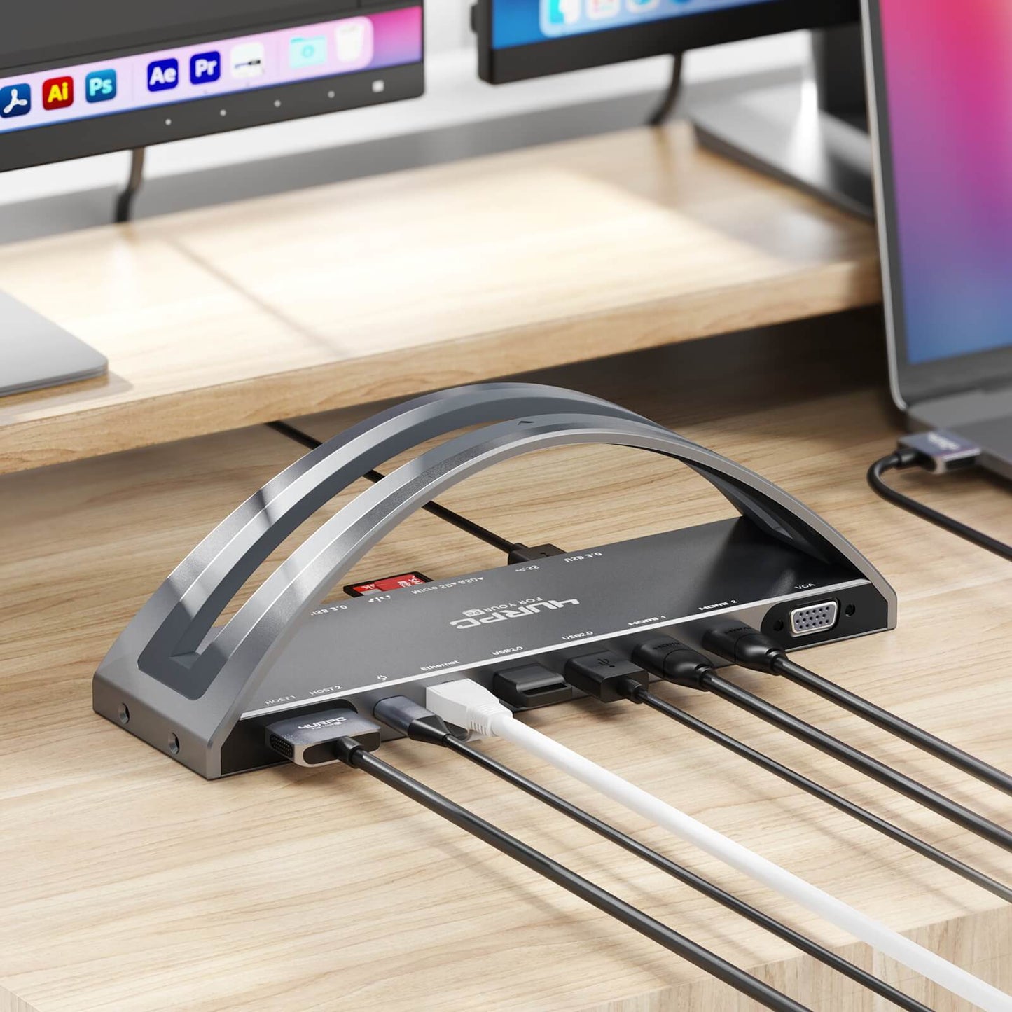 Docking Station Dual Monitor with Vertical Stand ZC01