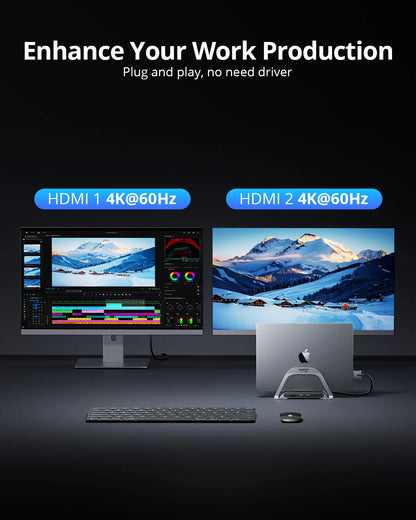 DSC015 MacBook Pro Docking Station Dual Monitor Vertical USB C Docking Station