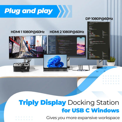 HUB302 Laptop Docking Station Dual Monitor 9-in-1 USB C Hub