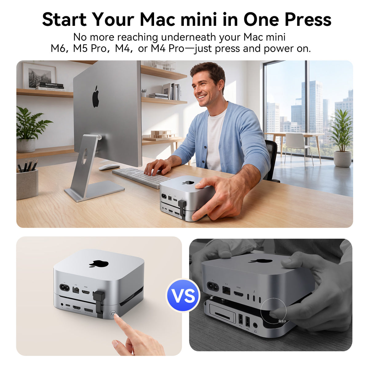 4URPC Mac mini M6, M5 Pro, M4 Dock with 8TB M.2 NVMe SSD Enclosure