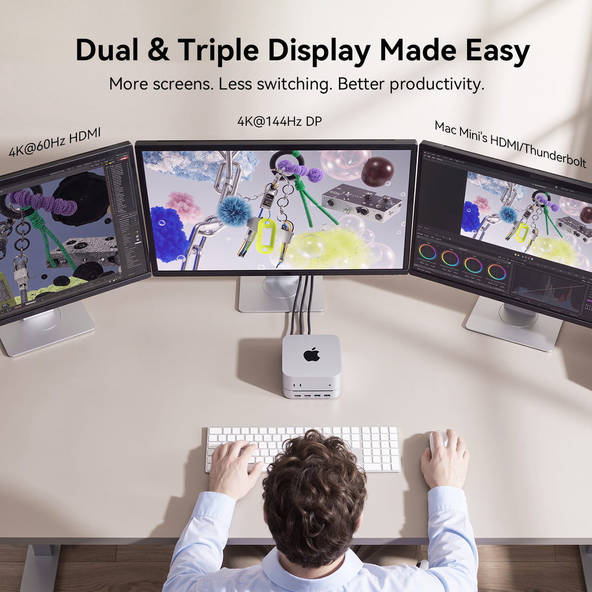 4URPC Mac mini M6, M5 Pro, M4 Dock with 8TB M.2 NVMe SSD Enclosure