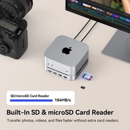 4URPC Mac mini M6, M5 Pro, M4 Dock with 8TB M.2 NVMe SSD Enclosure