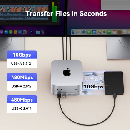 4URPC Mac mini M6, M5 Pro, M4 Dock with 8TB M.2 NVMe SSD Enclosure