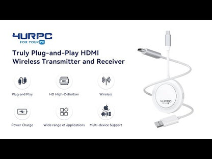 4URPC Plug & Play Wireless HDMI Transmitter and Receiver, 5G USB C Wireless Display Adapter