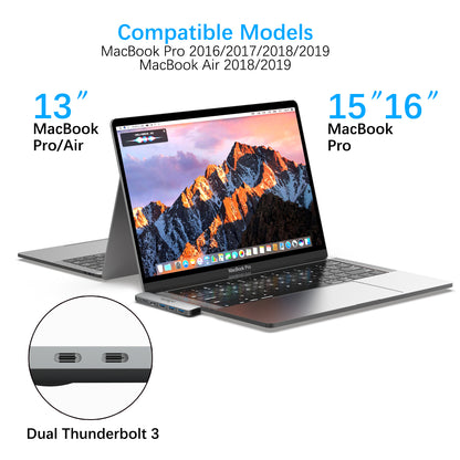 4URPC Dual Monitor USB C Adapter Hub Docking Station 6in2 4K for MacBook Pro Air HU-102