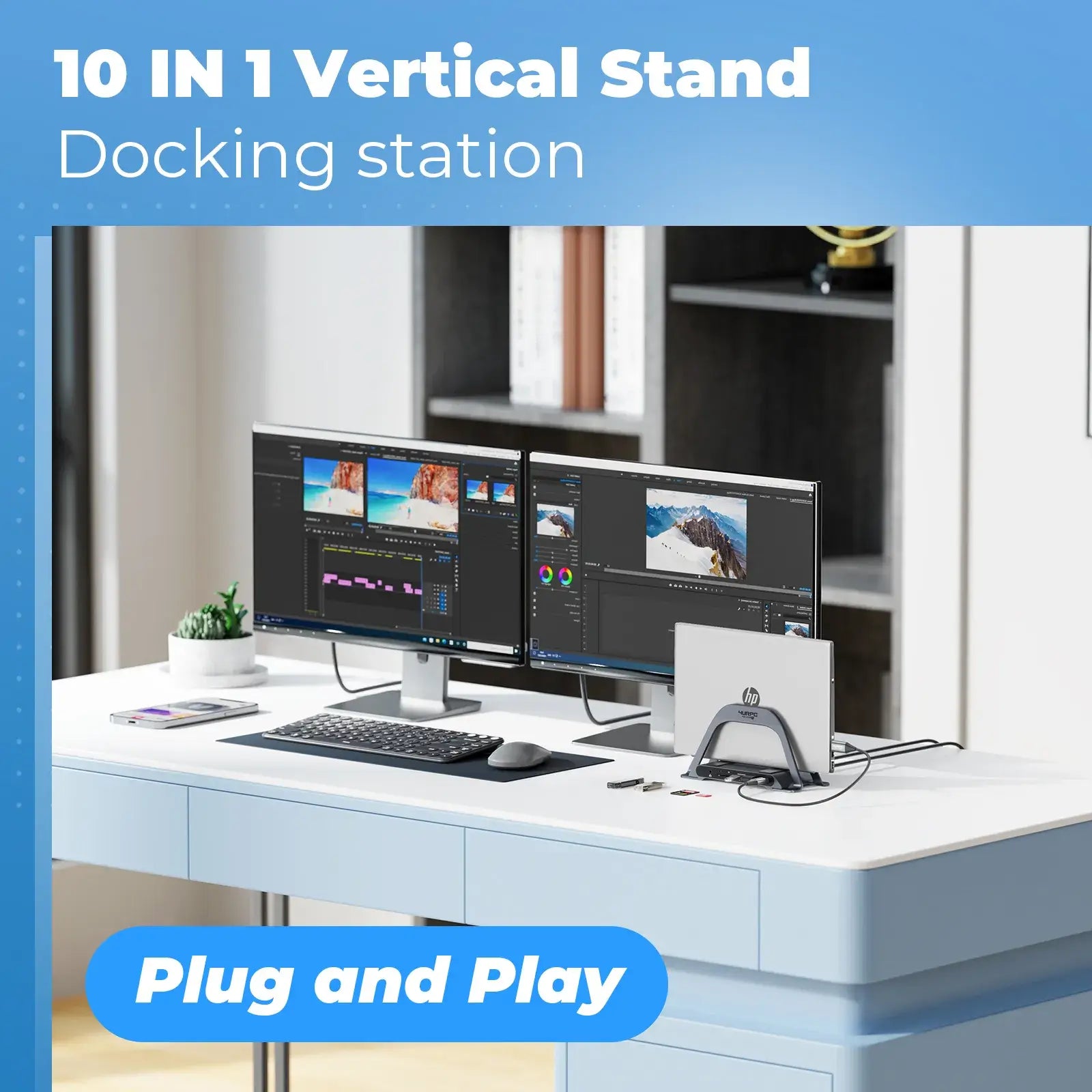 10 in 1 vertical stand docking station hu104b