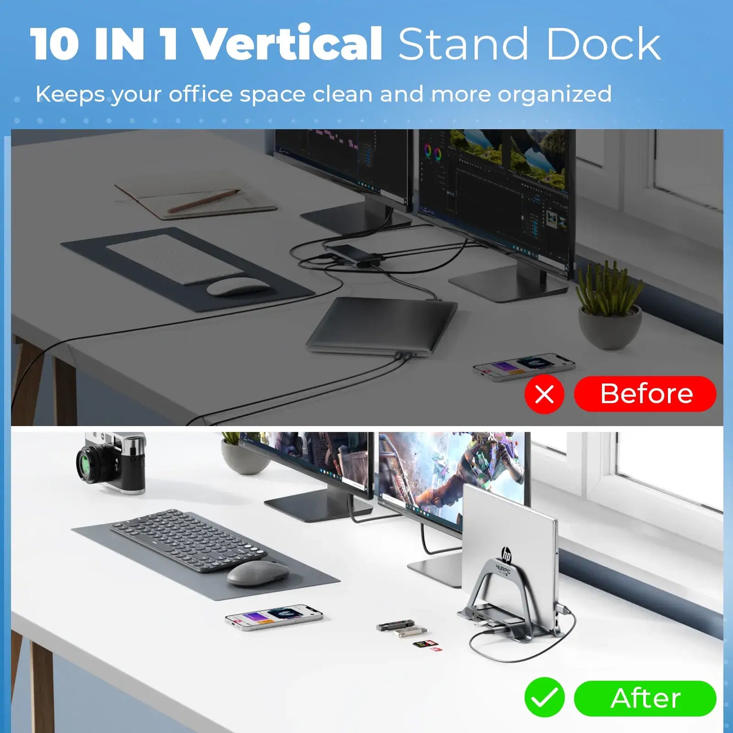10 in 1 vertical stand dock organized your desk