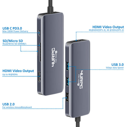 Dual Monitor Docking Station USB C Dock for MacBook Pro Air 4URPC Portable USB C Adapter HU-106