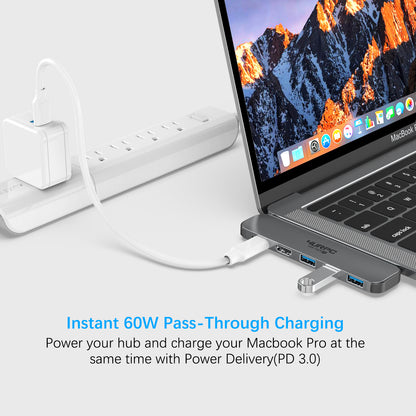 4URPC Dual Monitor USB C Adapter Hub Docking Station 6in2 4K for MacBook Pro Air HU-102