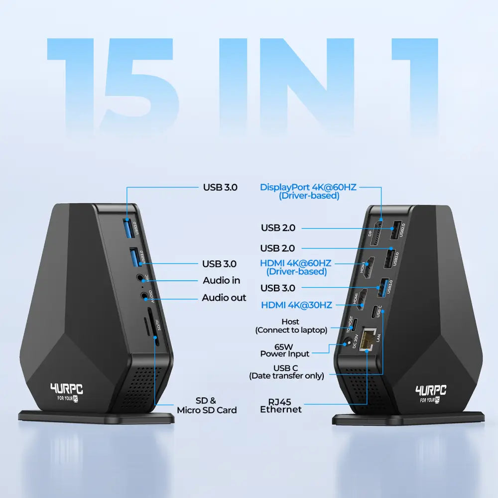 4urpc 15-in-1 hub 4K triple display docking station