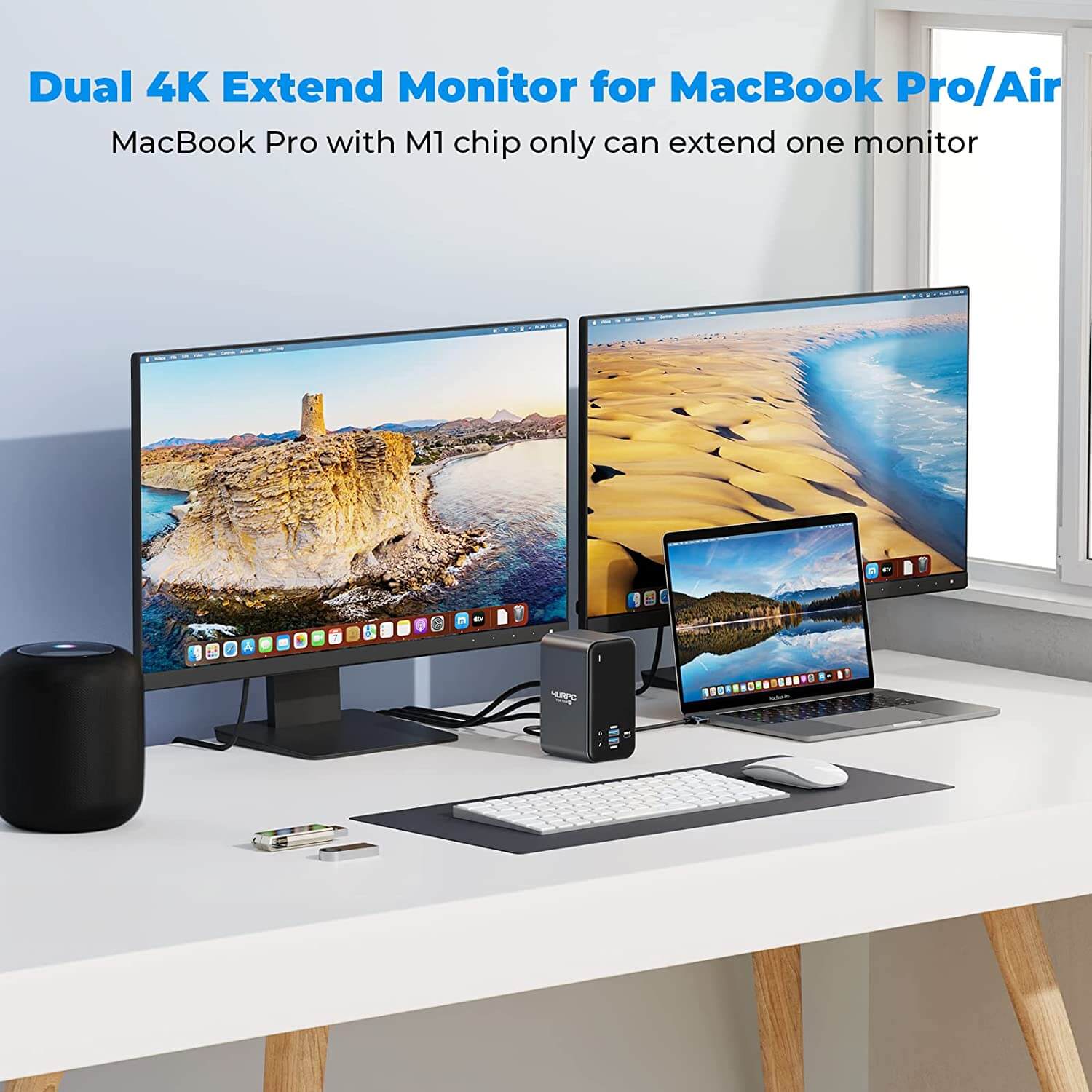 4URPC Laptop Docking Station Dual Monitor for MacBook Pro/Air(NON-M1)