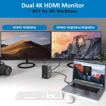 DS-C09 USB C Dual HDMI Monitor Docking Station For MacBook Air