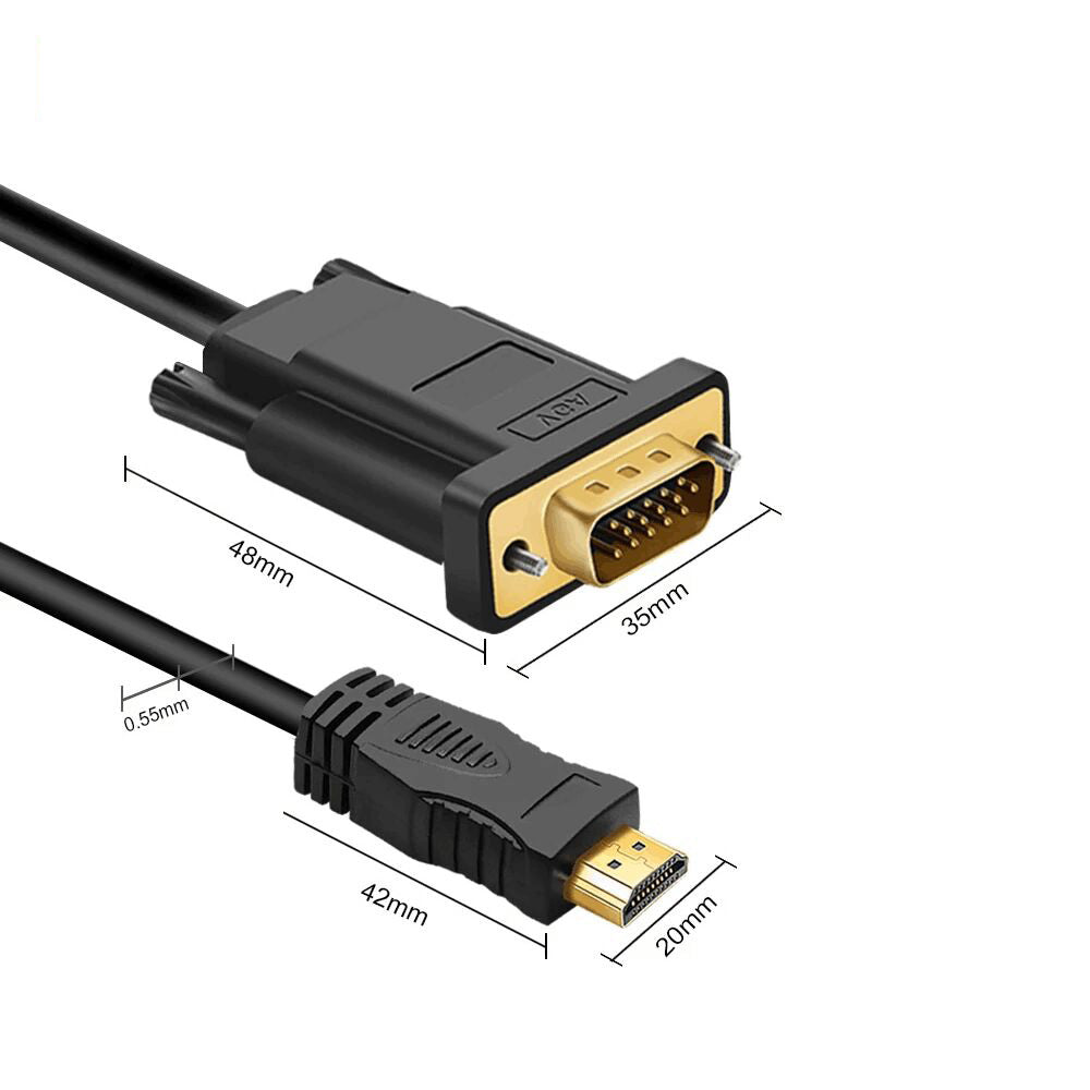 HDMI to VGA Cable Cord Audio Video HDMI male to VGA male cable