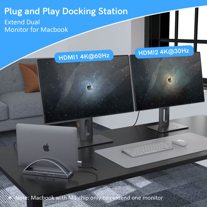 Plug and Play ZC01 dock stand extend dual monitor for MacBook