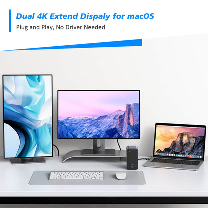 USB C Dual Monitor Laptop Docking Station for MacBook Pro Air