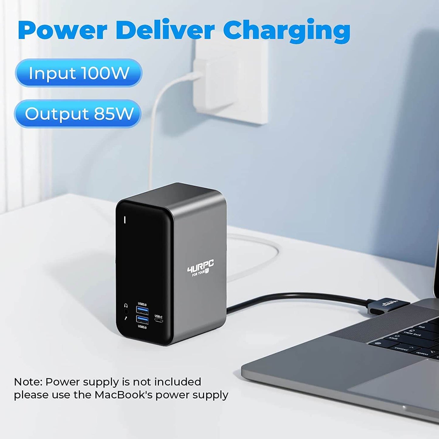 Up to 87W Charging with 4URPC DS-C03 Dual Monitor Docking Station
