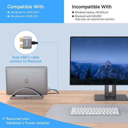 ZC01 dock stand compatible with Intel-based MacBooks and USB C Windows laptop